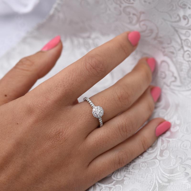 Halo zásnubní prsten s diamantovým květem 48333