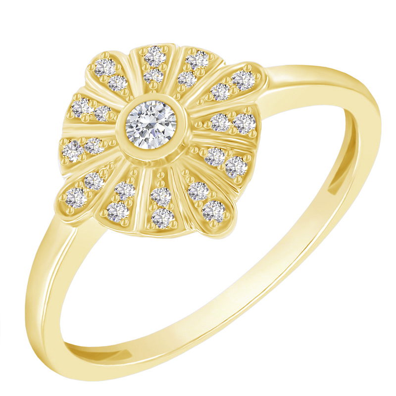 Zlatý prsten s květem 48373