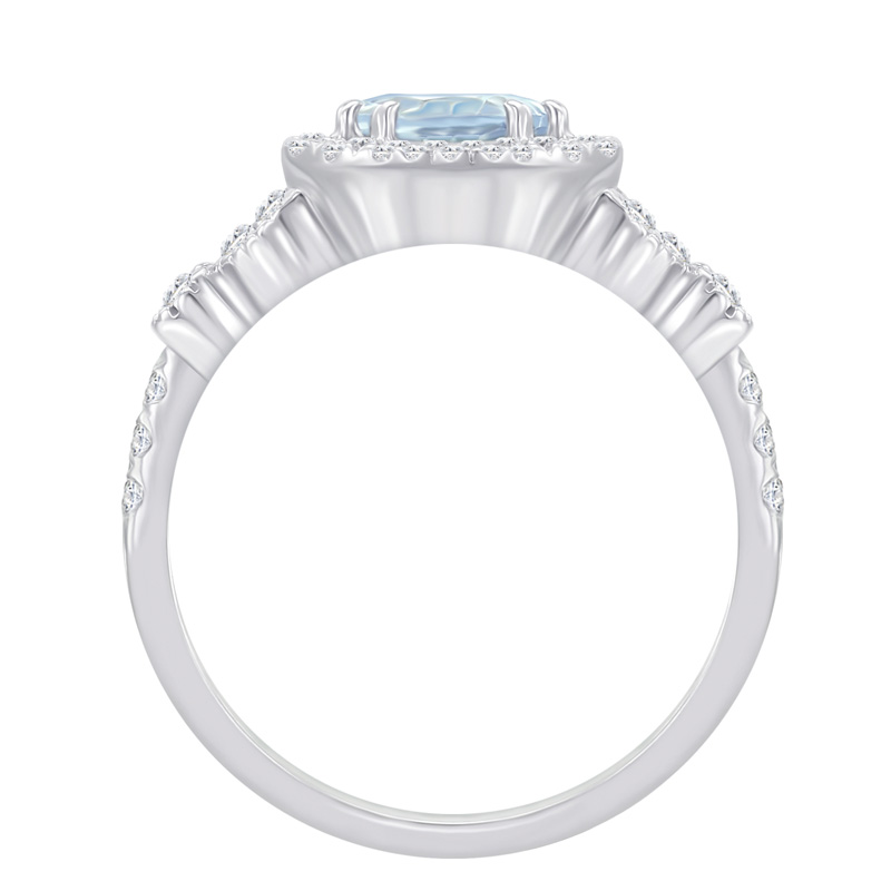 Zásnubní halo prsten s akvamarínem a diamanty Varana 48633