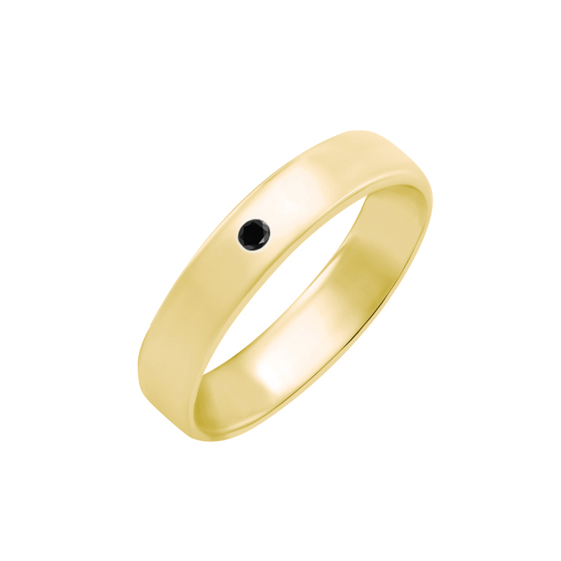 Zlatý snubní prsten s černým diamantem