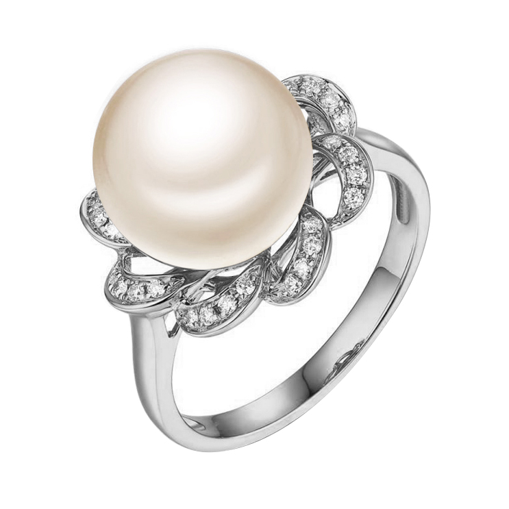 Perlový prsten z bílého zlata 59733