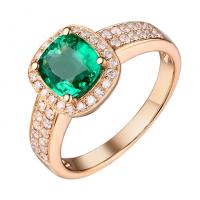 Zlatý prsten s cushion smaragdem a diamanty Jorgen
