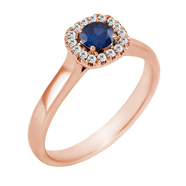 Modrý safír ve zlatém prstenu 59753