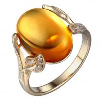 Zlatý prsten s 6.65 ct citrínem a diamantovými lístky Aoife