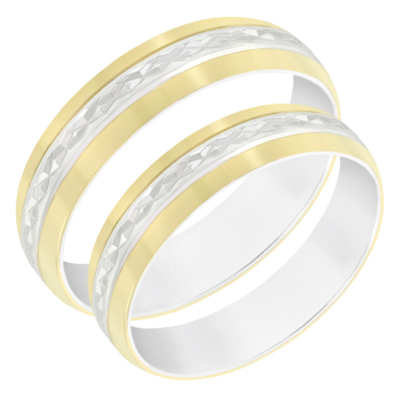 Zdobené dvoubarevné snubní prsteny ze zlata Karlis