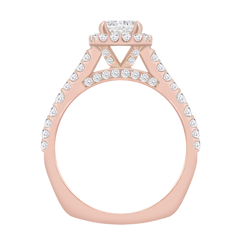 Zásnubní halo prsten plný diamantů 60843