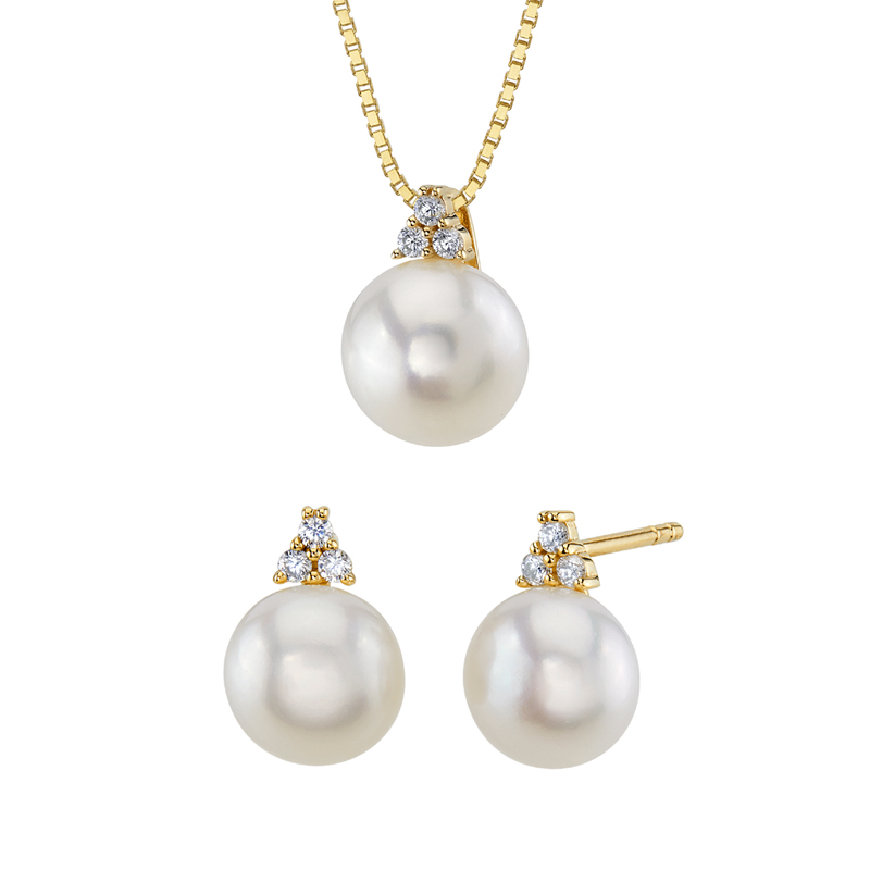 Romantická zlatá kolekce šperků s bílými perlami a zirkony Bianco