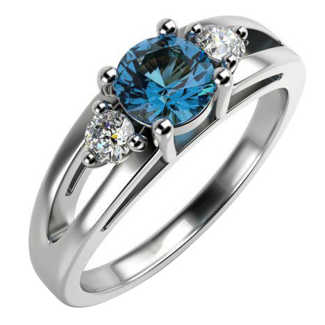 Platinový zásnubní prsten s modrým a bílými diamanty Wimor