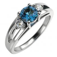 Platinový zásnubní prsten s modrým a bílými diamanty Nola