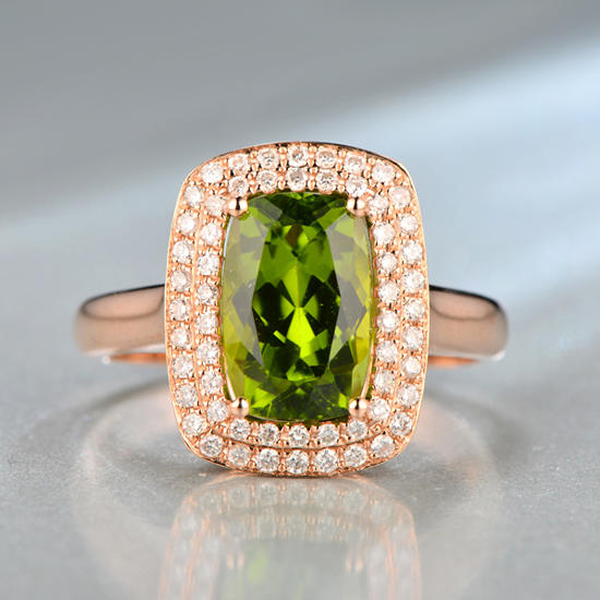 Zlatý olivínový prsten 6263