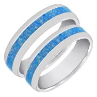 Zlaté snubní prsteny s modrou opálovou výplní Sariah