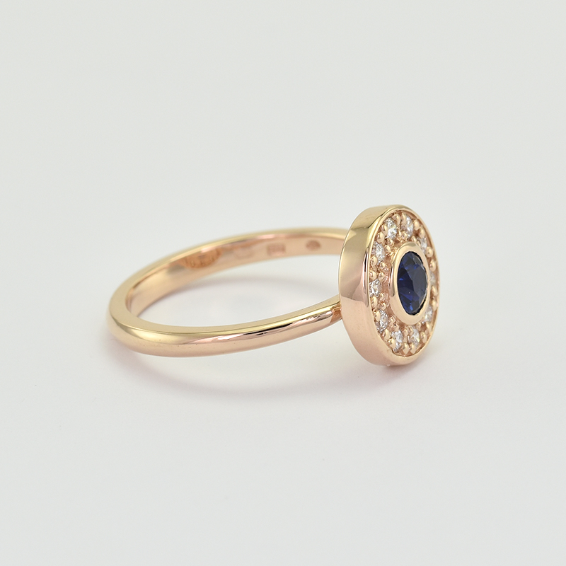 Prsten s modrým safírem 63663