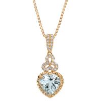Zlatý náhrdelník s akvamarínovým srdcem a lab-grown diamanty Ceil