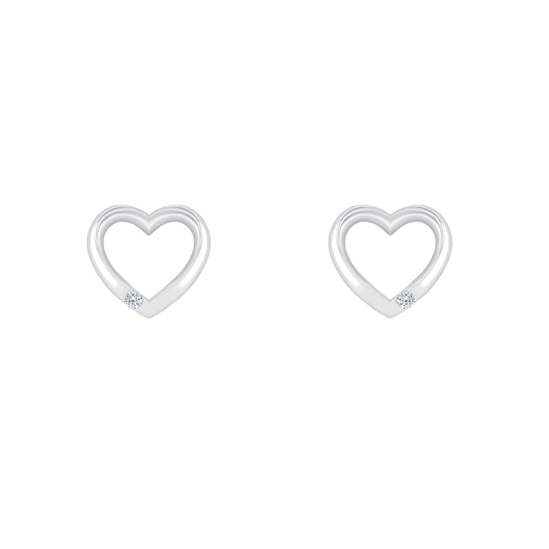 Eppi Stříbrné náušnice ve tvaru srdce s diamanty Stella E41195