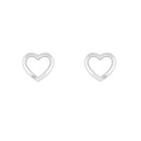 Stříbrné náušnice ve tvaru srdce s diamanty Stella