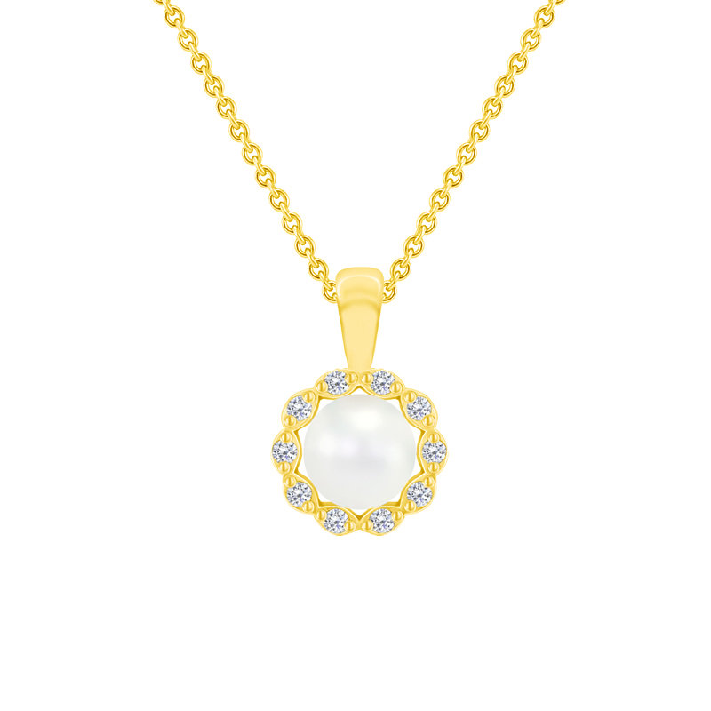 Stříbrný pozlacený náhrdelník s perlou 70743