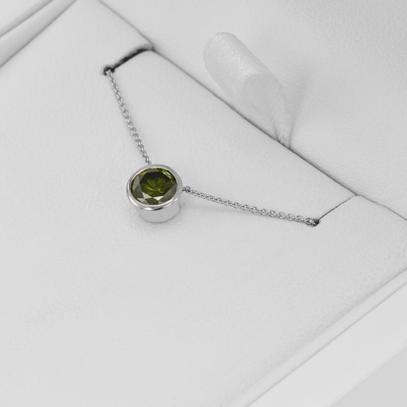 Platinový náhrdelník se zeleným diamantem 71463