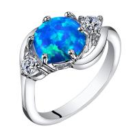 Stříbrný prsten s modrým opálem a zirkony Jimena