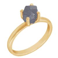 Zlatý prsten se surovým diamantem v tmavě šedé barvě Nemy