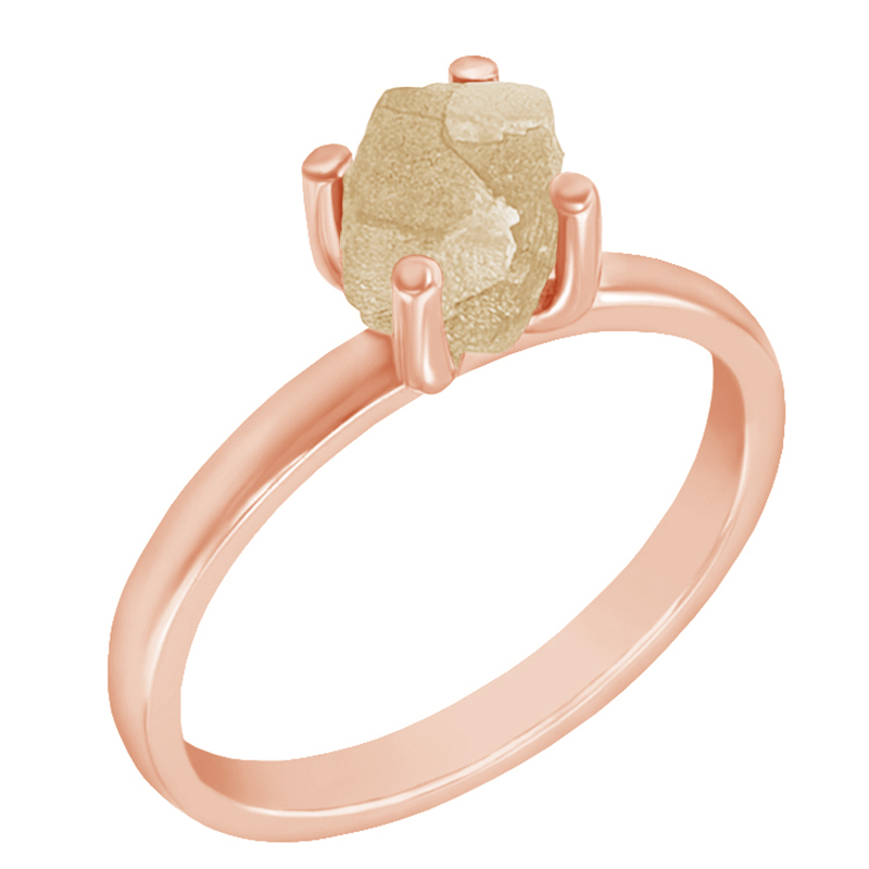 Prsten z růžového zlata s nebroušeným diamantem