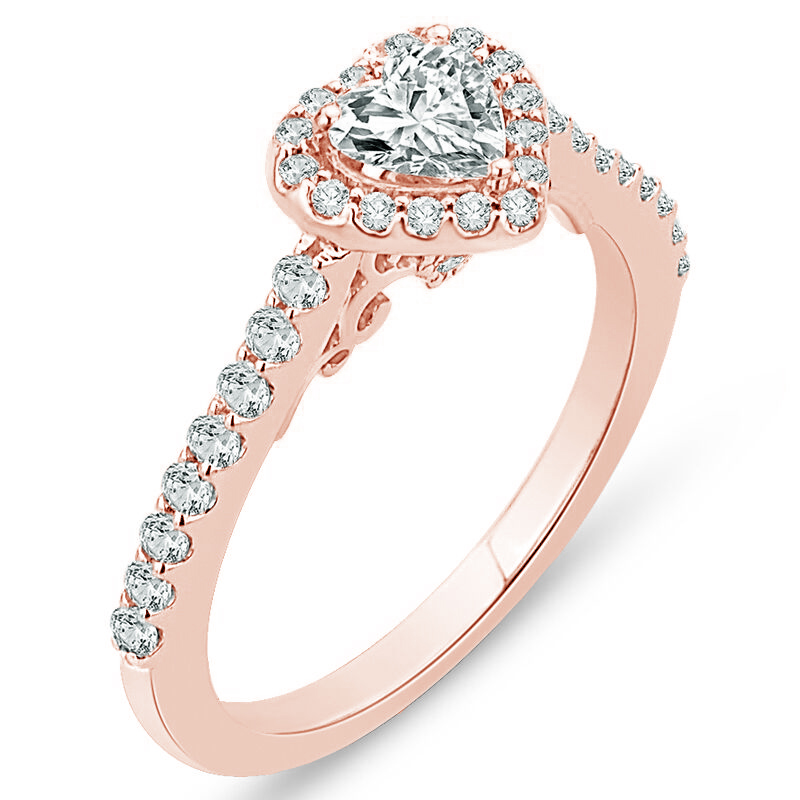Diamantový zásnubní prsten z růžového zlata 74953