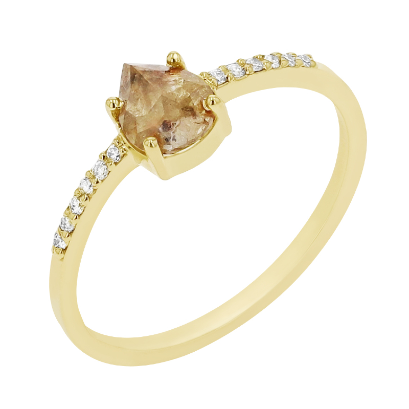 Dokonalý zásnubní prsten se žlutým pear diamantem