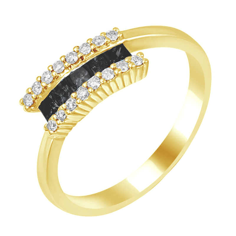 Zlatý prsten s černými diamanty 78863