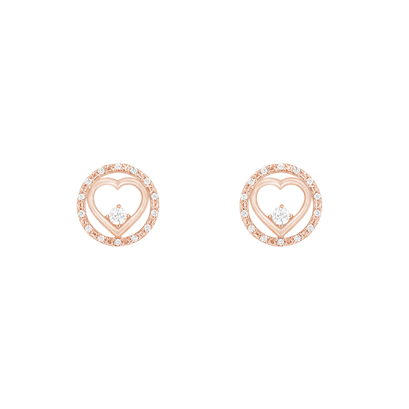 Romantické náušnice s diamanty z růžového zlata 80613