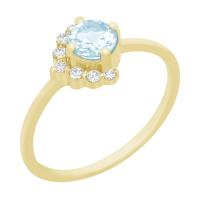 Zlatý prsten s akvamarínem a diamanty Linos