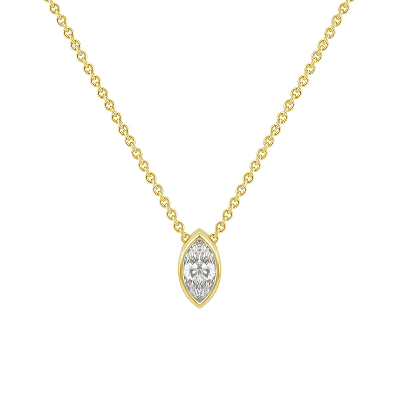Zlatý náhrdelník s 0.19ct IGI certifikovaným marquise diamantem Rabba