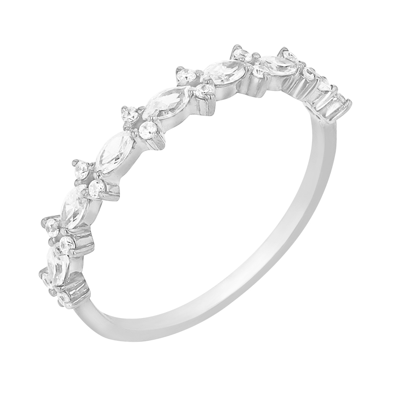 Romantický eternity prsten s diamanty z bílého zlata 84303