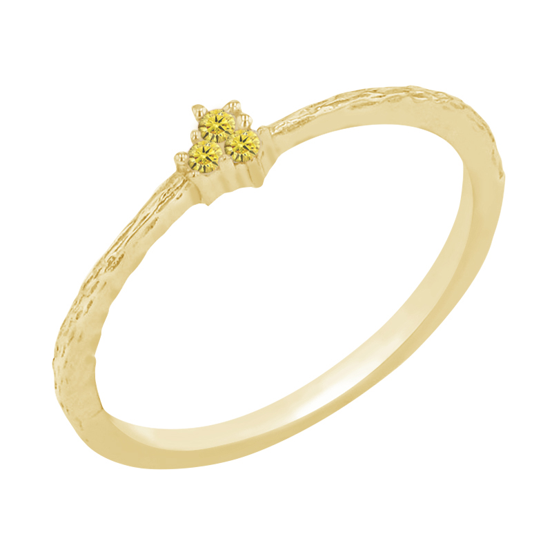 Tepaný prsten se žlutými diamanty 86053