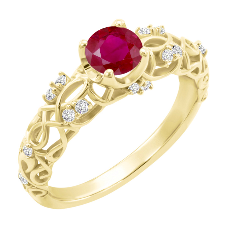 Vintage zásnubní prsten s rubínem a diamanty Chantal 87693
