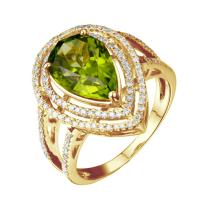 Prsten ze zlata s 4.91ct pear olivínem a diamanty Kierah