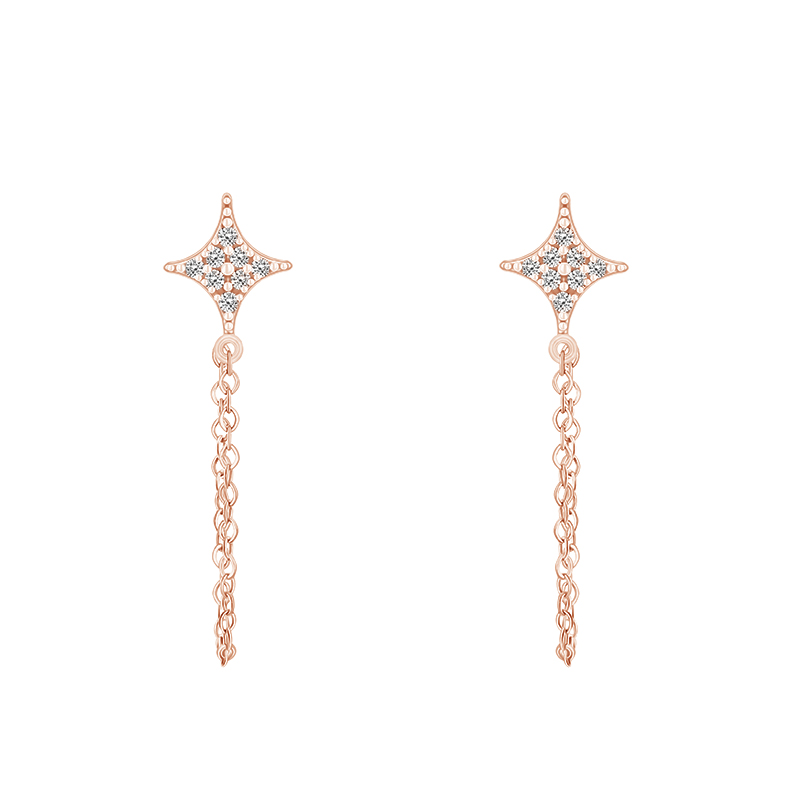 Náušnice s diamantovými hvězdami z růžového zlata 90873