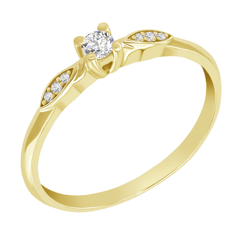 Zlatý prsten s postranními diamanty 91523