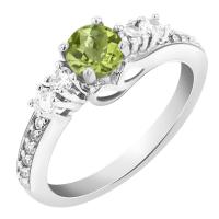 Romantický stříbrný prsten s olivínem Tereza