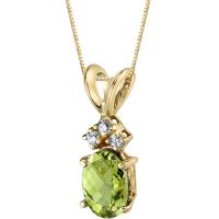 Zlatý náhrdelník s olivínem a diamanty Ollian
