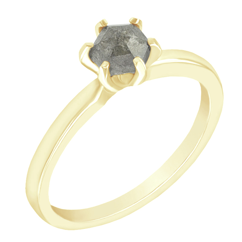 Zásnubní prsten s hexagon salt'n'pepper diamantem Begonia 97483
