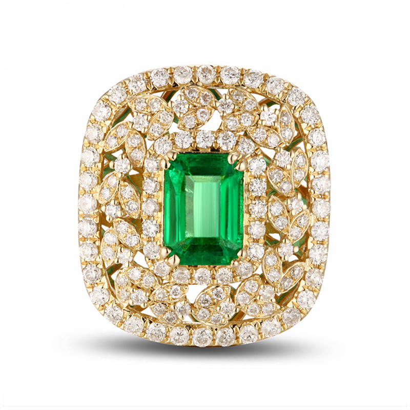 Luxusní prsten se smaragdem a diamanty 9873