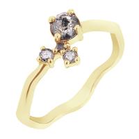 Zlatý cluster prsten se salt and pepper diamanty Roche