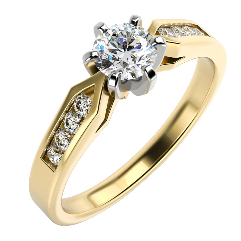 Zásnubní prsten s moissanitem a diamanty Sion 100234