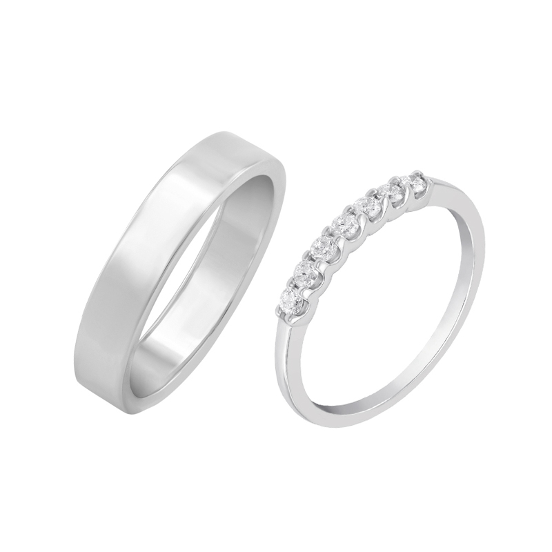 Eternity prsten s lab-grown diamanty a pánský plochý prsten Rexanne