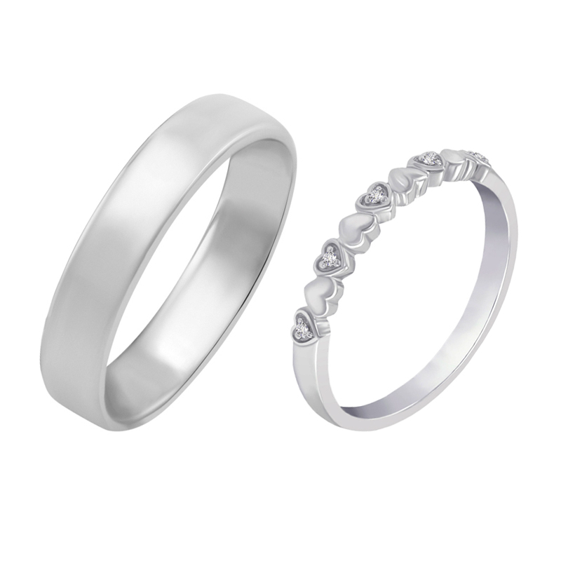Srdíčkový prsten s lab-grown diamanty a komfortní prsten Mira