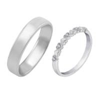 Srdíčkový prsten s lab-grown diamanty a komfortní prsten Love