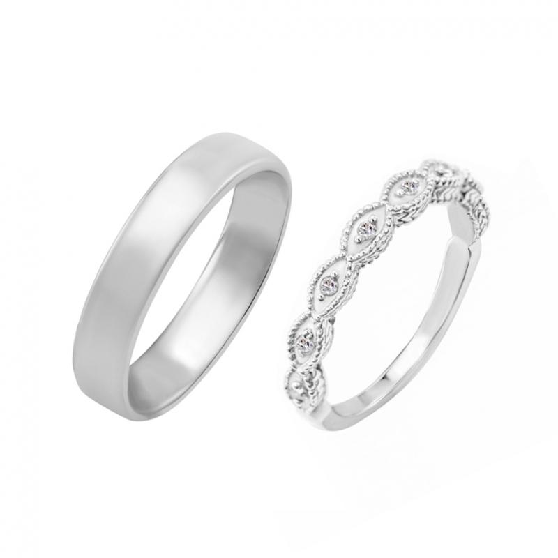 Eternity prsten s lab-grown diamanty a pánský komfortní prsten Rosa