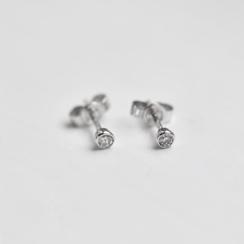 Stříbrné minimalistické bezel náušnice s diamanty Wendy 102874