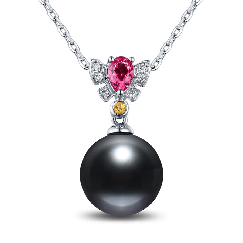 Perlový náhrdelník s diamantem a turmalínem Raziel