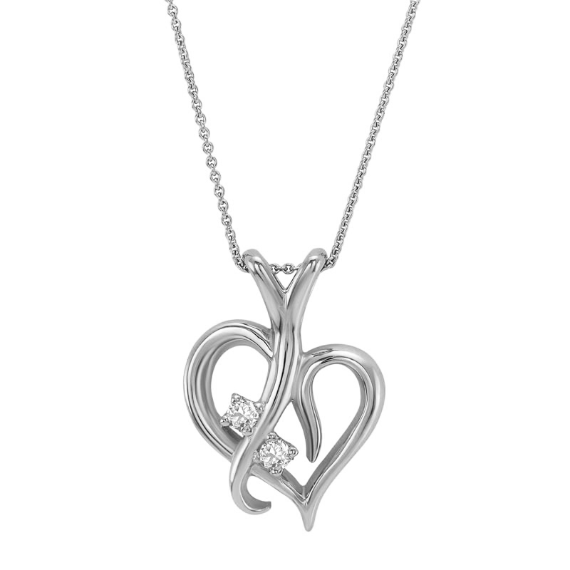 Stříbrný přívěsek ve tvaru srdce s diamanty Lynelle