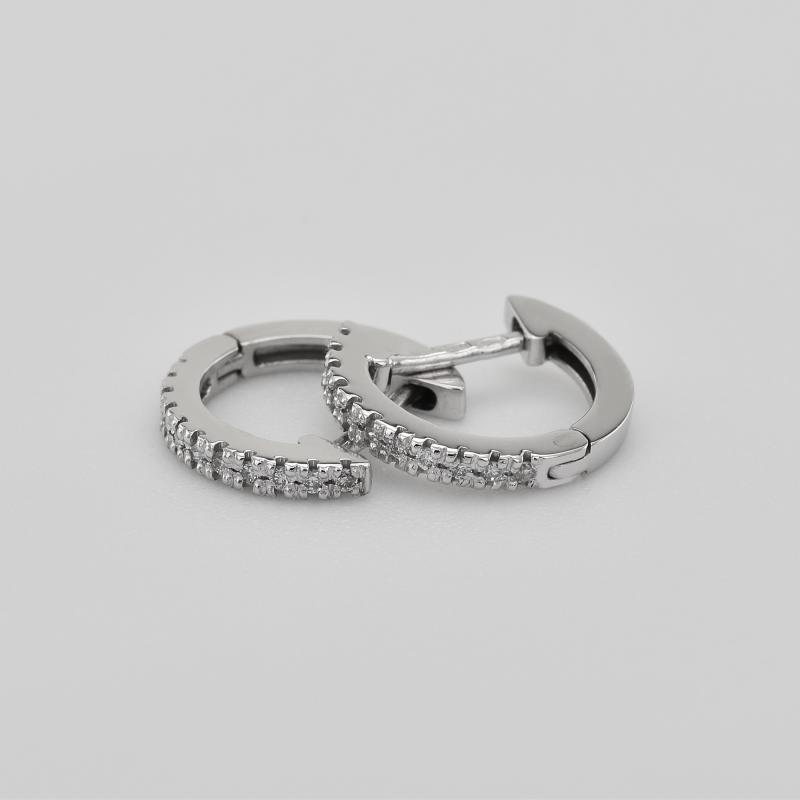 Stříbrné elegantní kruhové náušnice s lab-grown diamanty Gomati 104004